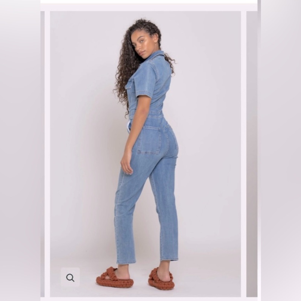 Rivet Utility Light wash Denim Jumpsuit